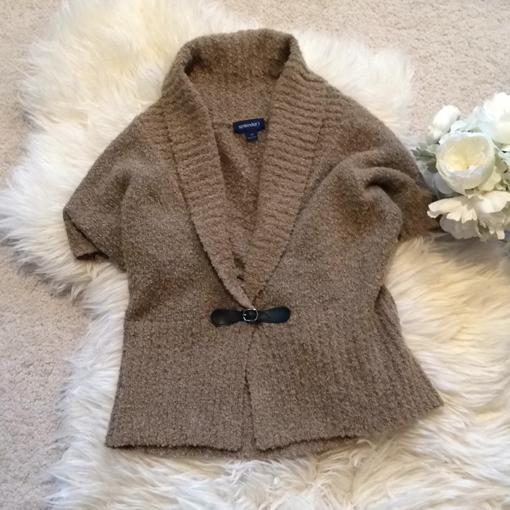 Splendor Teddy Bear Short Sleeve Sweater Cardigan